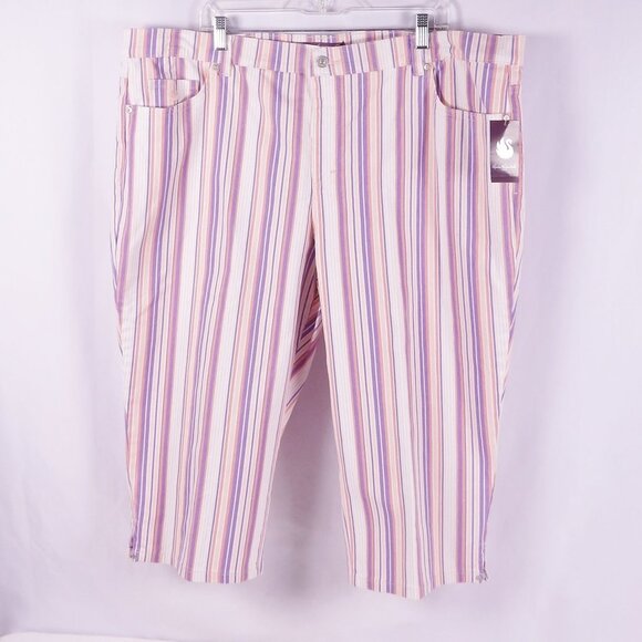Gloria Vanderbilt Amanda Purple & Pink Striped Capri Jeans Plus Size 22W NWT - Picture 4 of 7